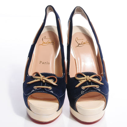 Christian Louboutin Suede Jefferson Plato 140 Pumps 36.5 Navy 2 of 7