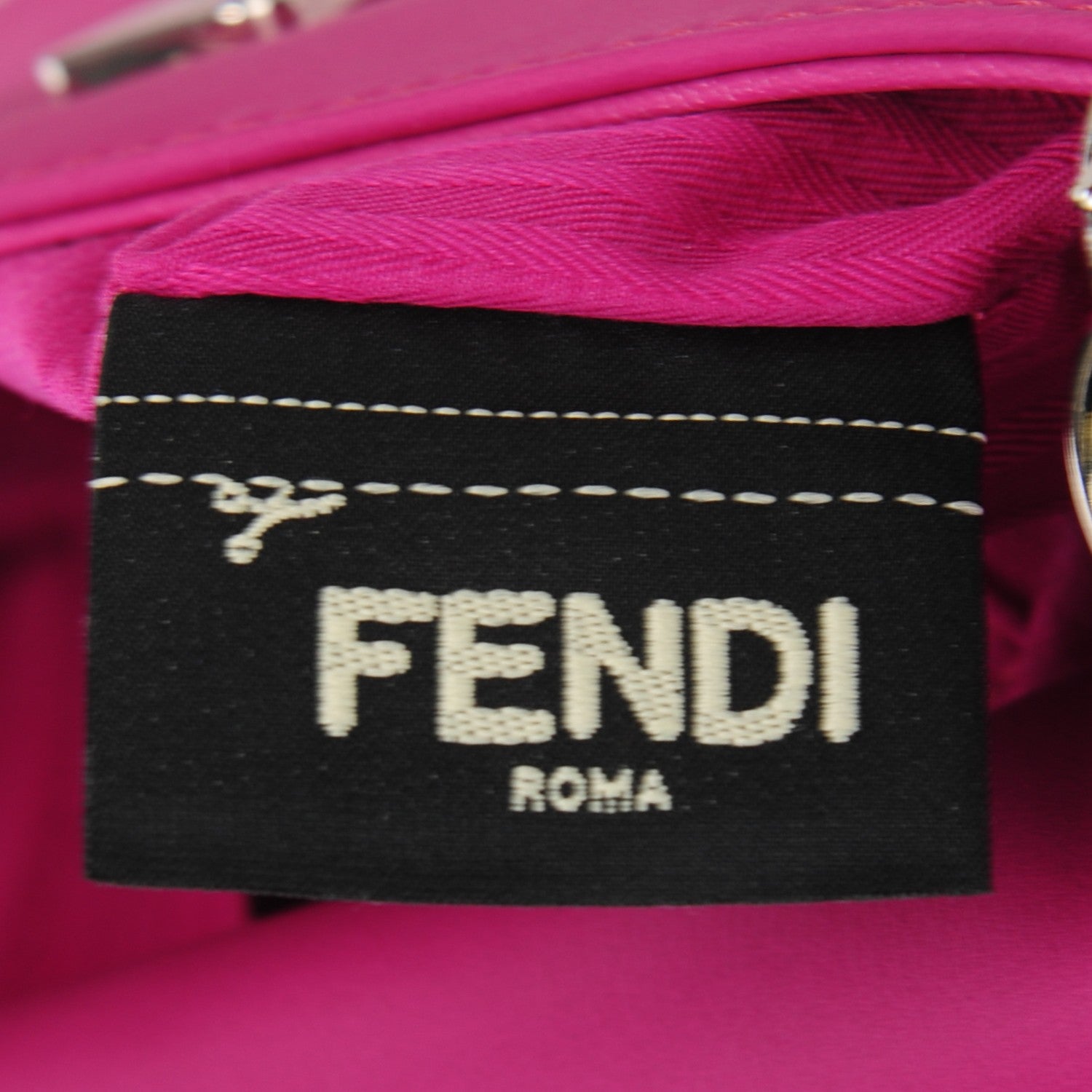 Fendi Vitello Flamingo Enamel Fendista Pouchette Crossbody Magenta 9 of 9