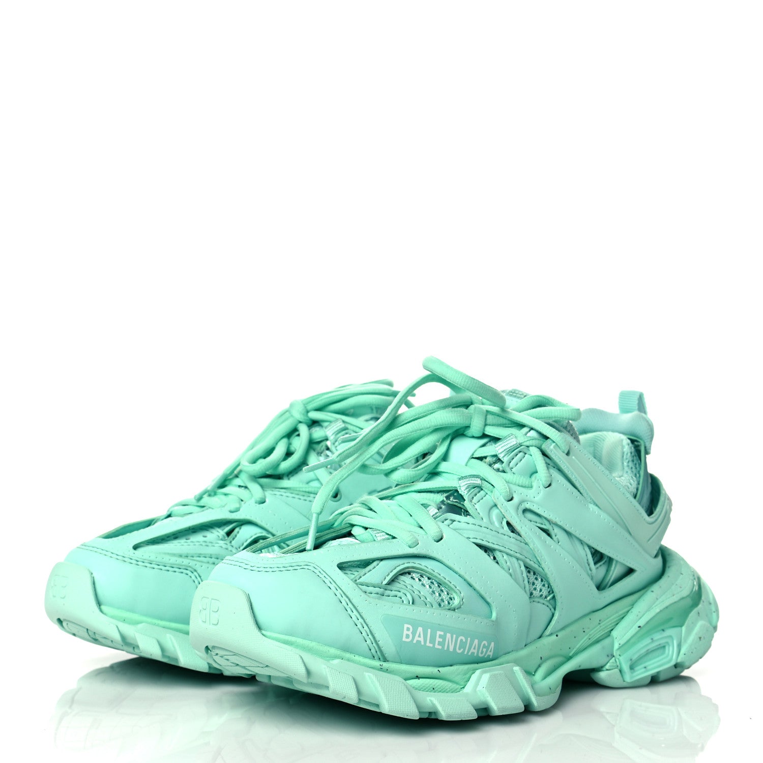 Balenciaga Rubber Mesh Fabric Monocolor Recycled Sole Womens Track Sneakers 35 Mint 3 of 10