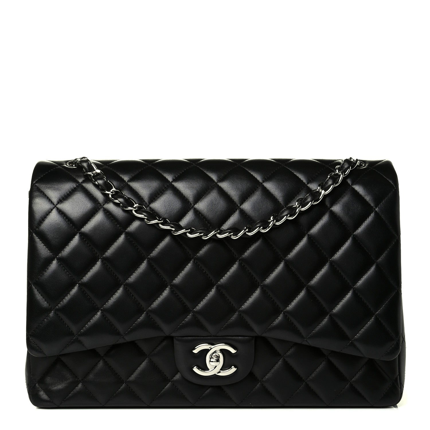 Chanel Lambskin Quilted Maxi Double Flap Black 1 of 8