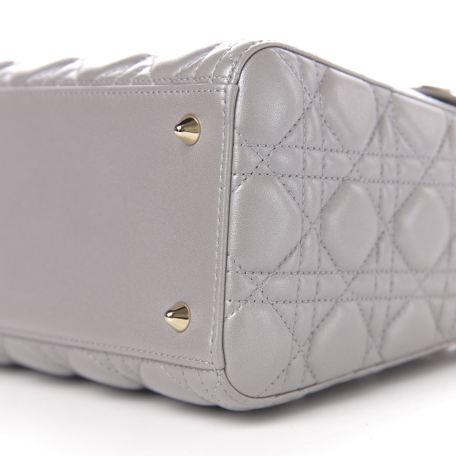 Christian Dior Pearly Lambskin Cannage Medium Lady Dior Grey 15 of 18