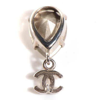 Chanel CC Crystal Teardrop Dangle Earrings Silver 4 of 4