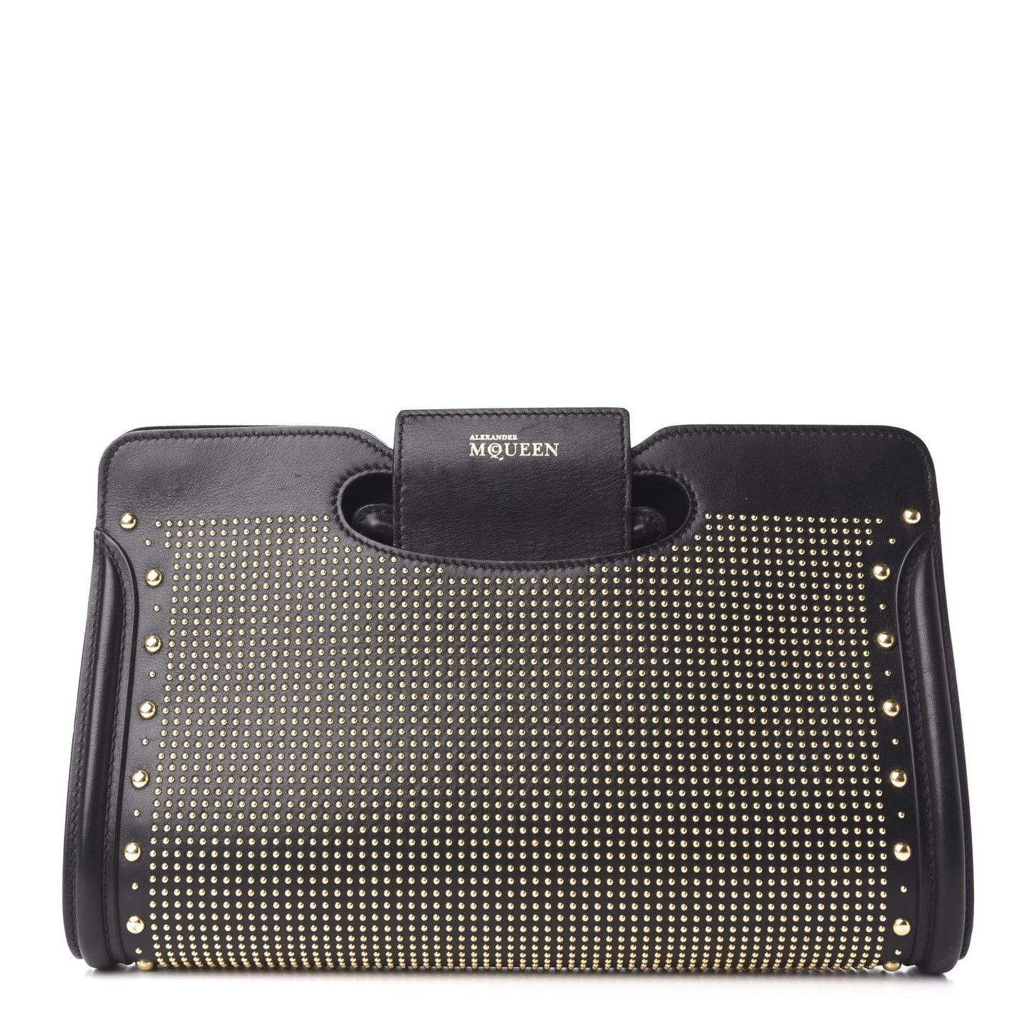 Calfskin Heroine Studded Clutch Black