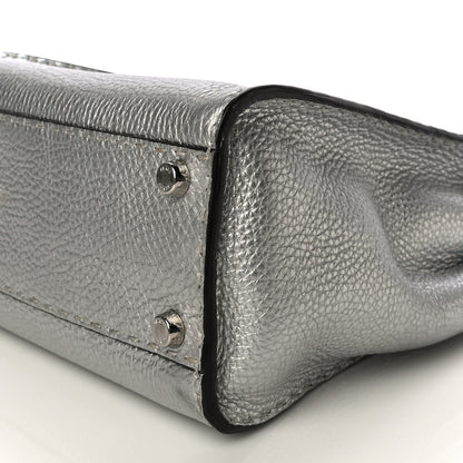 Fendi Cuoio Romano Lux Selleria Medium Peekaboo Iconic Satchel Argento 6 of 11