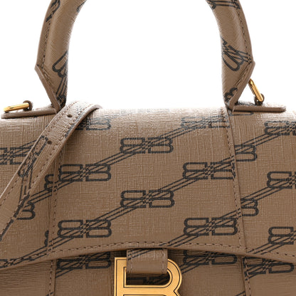 Balenciaga Coated Canvas BB Monogram Hourglass Top Handle Bag XS Beige Brown 9 of 11
