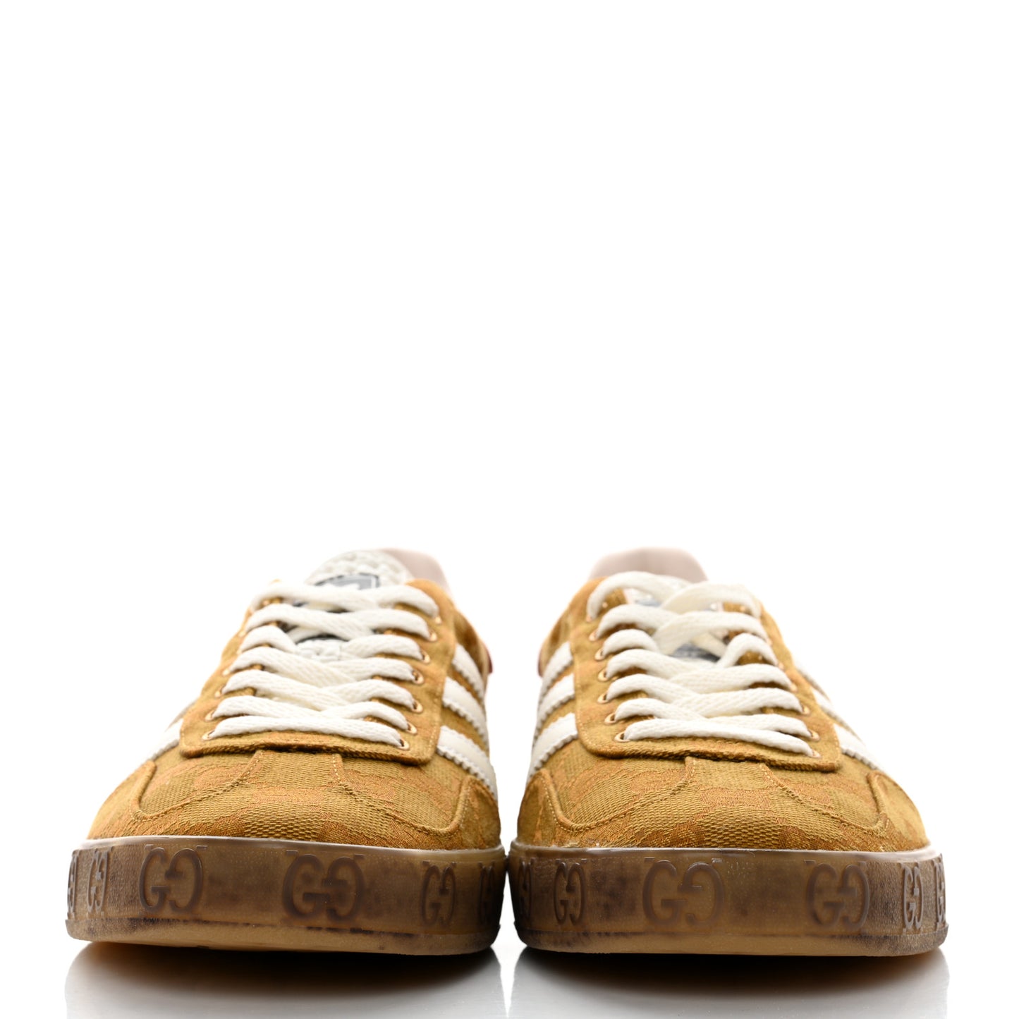 X ADIDAS Vintage GG Monogram Mens Gazelle Sneakers 9.5 Mid Natural Nut Off White