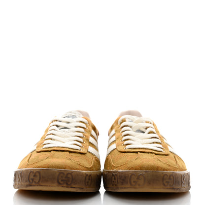 Gucci X ADIDAS Vintage GG Monogram Mens Gazelle Sneakers 9.5 Mid Natural Nut Off White 2 of 9
