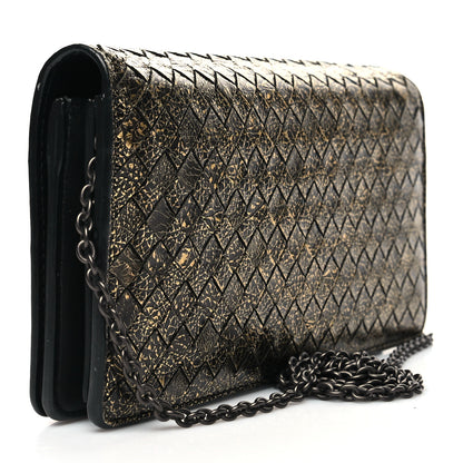 Bottega Veneta Metallic Nappa Intrecciato Chain Wallet Gold 3 of 15