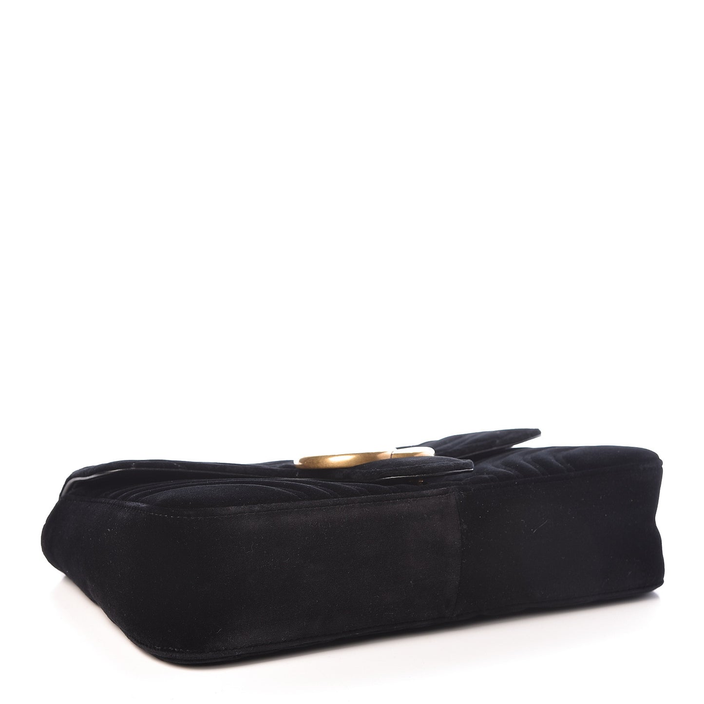 Velvet Matelasse Medium GG Marmont Shoulder Bag Black