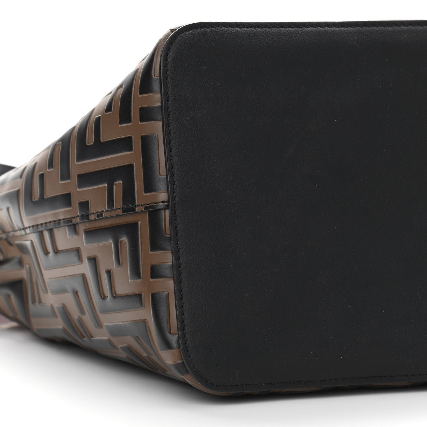 Fendi Vitello Grace F is Fendi Bi-Color FF 1974 Embossed Grande Mon Tresor Bucket Bag Maya Black Fragola 9 of 10