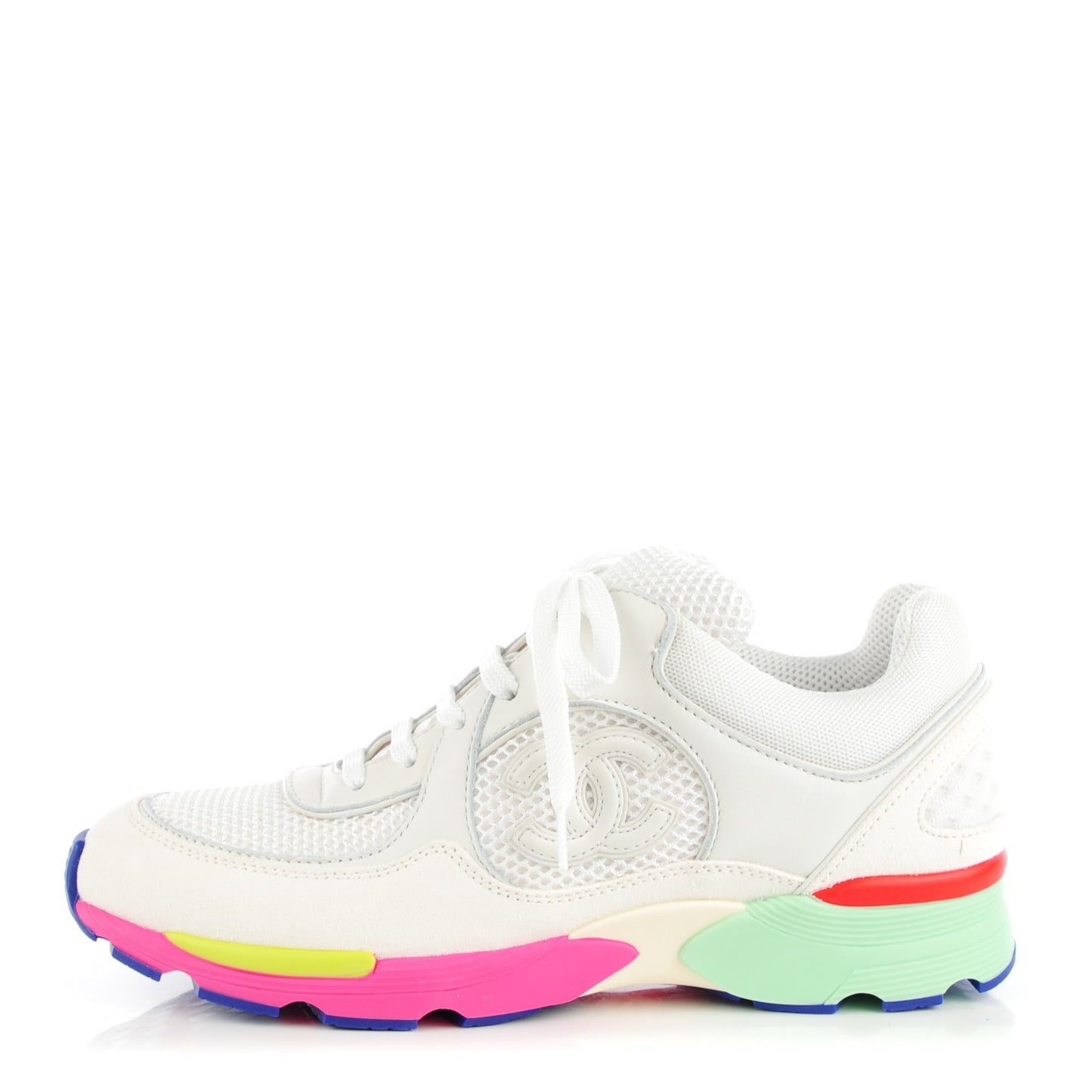 Suede Calfskin CC Sneakers 37 Pink Green