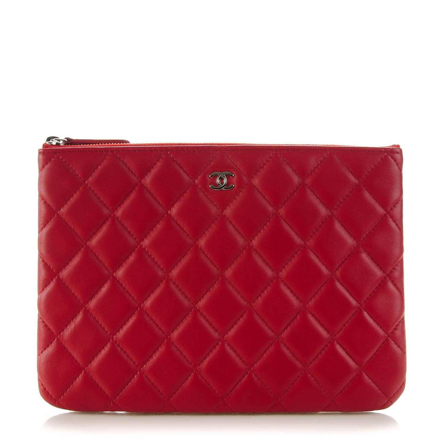 Chanel Lambskin Quilted Medium Cosmetic Case Red 1 of 7