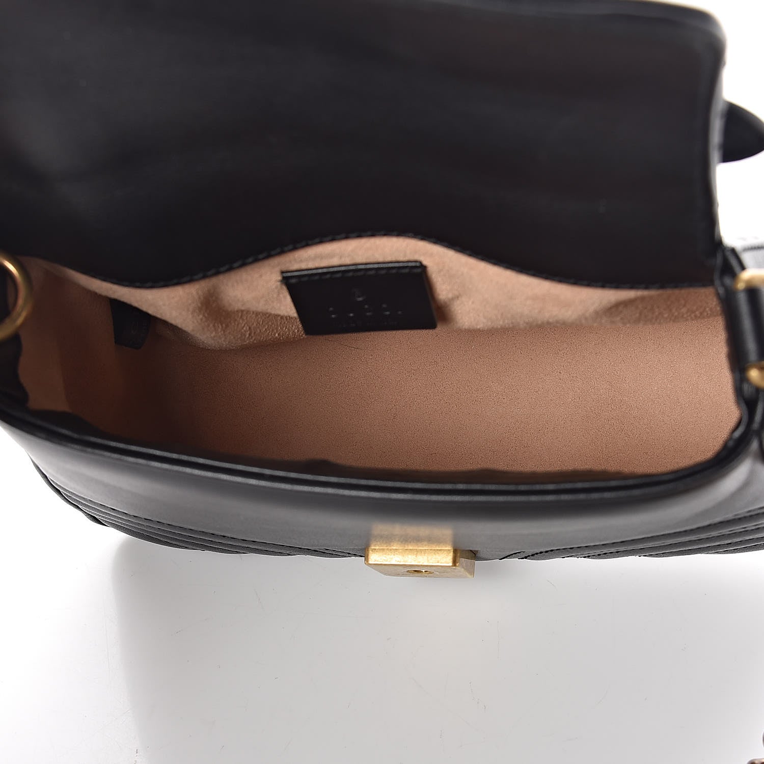 Gucci Calfskin Matelasse Mini GG Marmont Top Handle Shoulder Bag Black 5 of 10