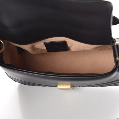Gucci Calfskin Matelasse Mini GG Marmont Top Handle Shoulder Bag Black 5 of 10