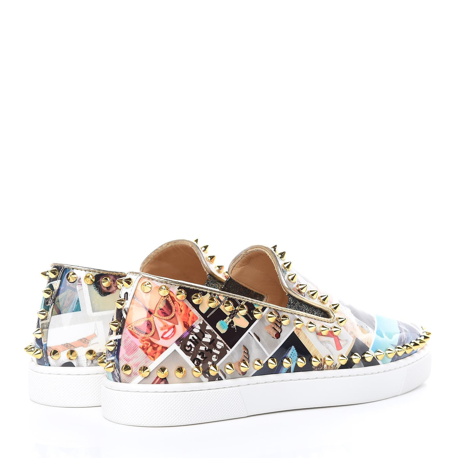 Christian Louboutin Patent Studded Womens Pik Boat Flat Loafers 36.5 Multicolor 4 of 9