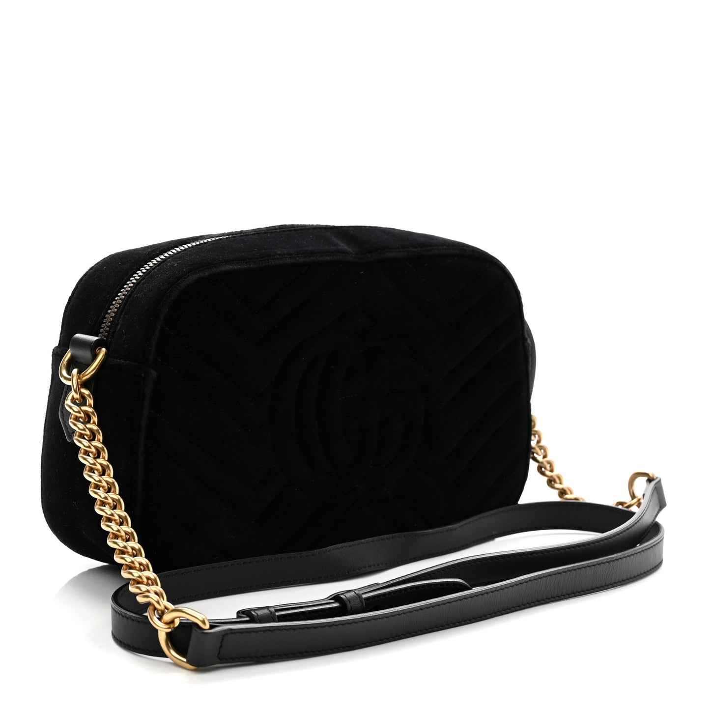 Velvet Matelasse Small GG Marmont Chain Shoulder Bag Black