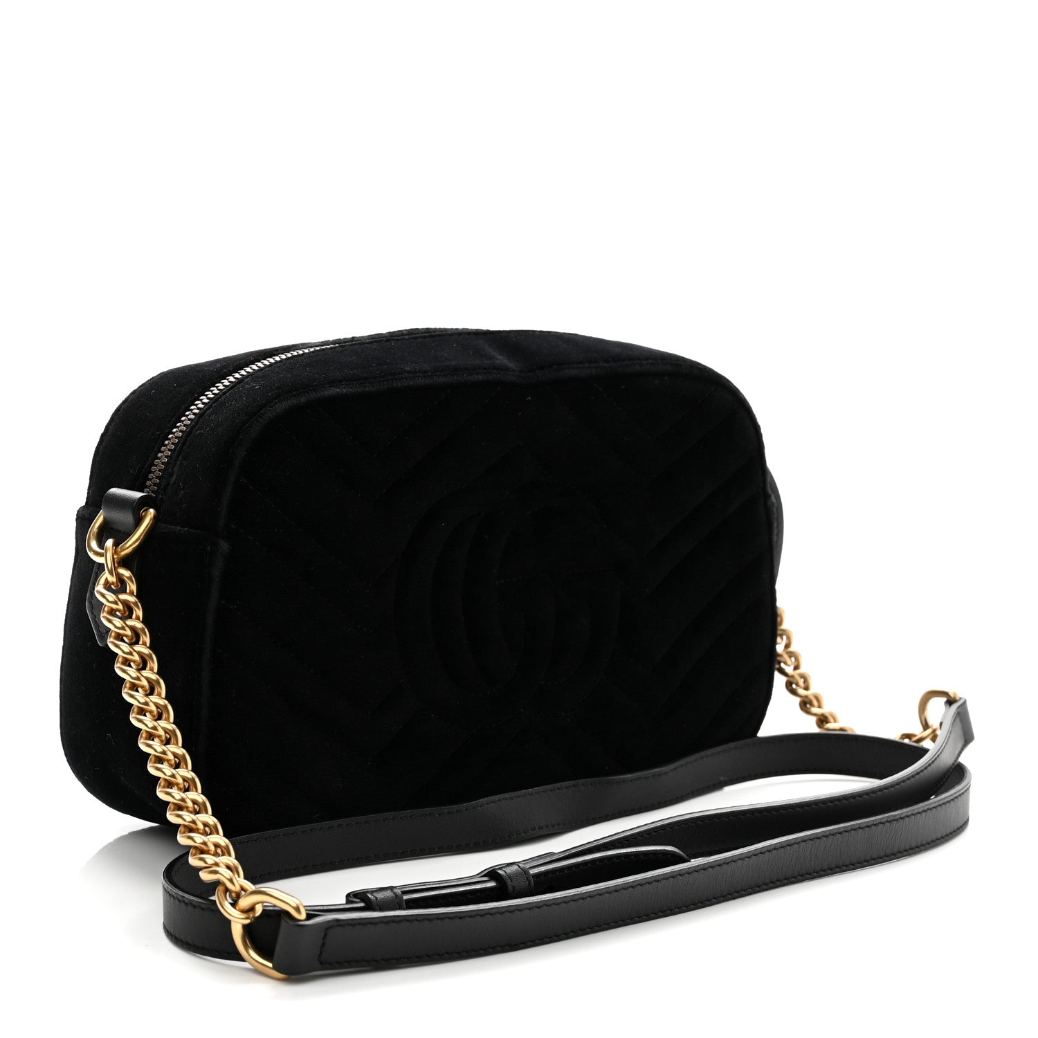 Gucci Velvet Matelasse Small GG Marmont Chain Shoulder Bag Black 3 of 11