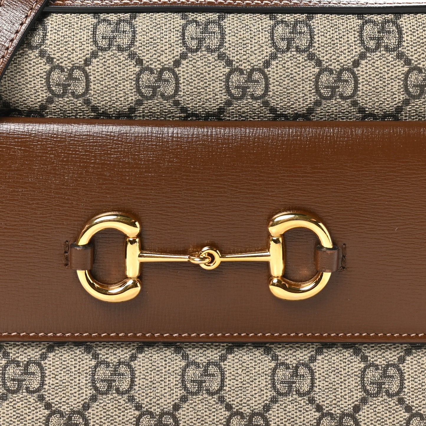 GG Supreme Monogram Small Horsebit 1955 Shoulder Bag Beige Brown Sugar