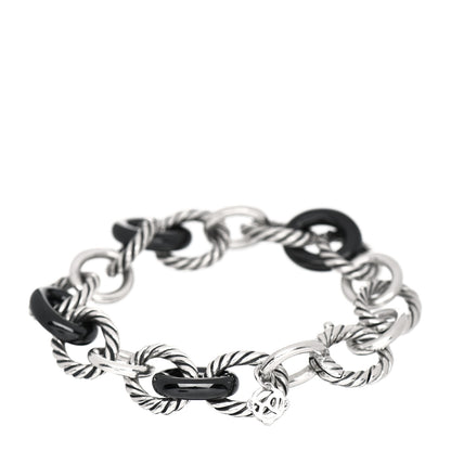 David Yurman Sterling Silver Ceramic 13mm Large Oval Link Bracelet Black 3 of 4