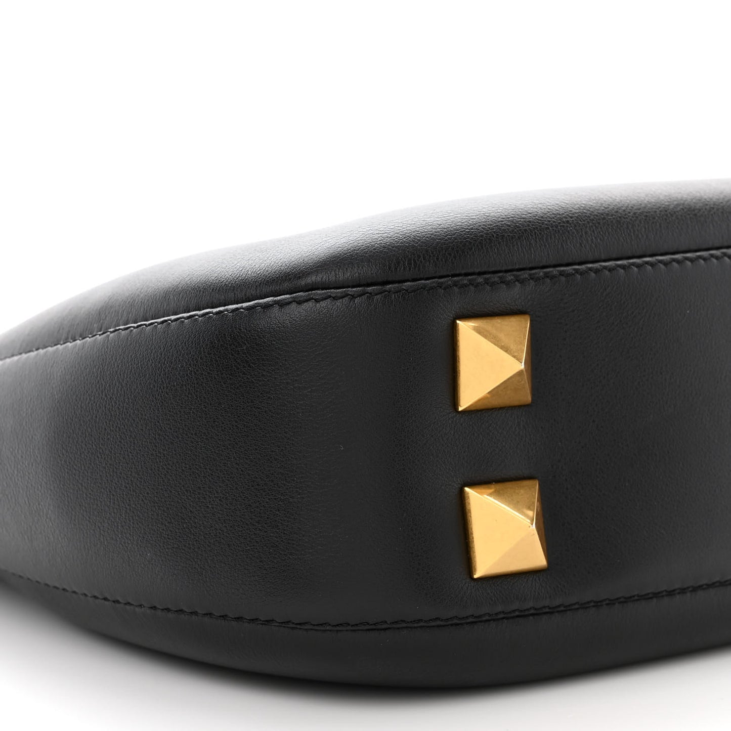Calfskin Stud Sign Zip Hobo Black