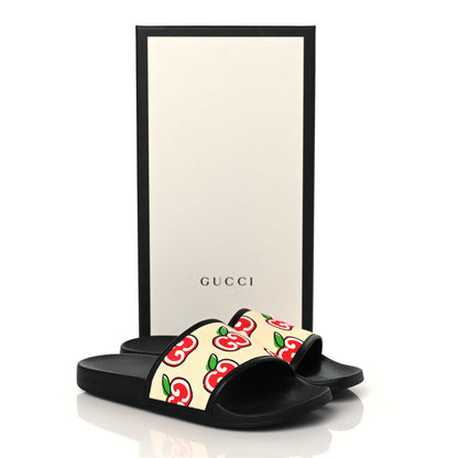 Gucci Canvas GG Apple Slide Sandals 35 Ivory Red Black 8 of 8
