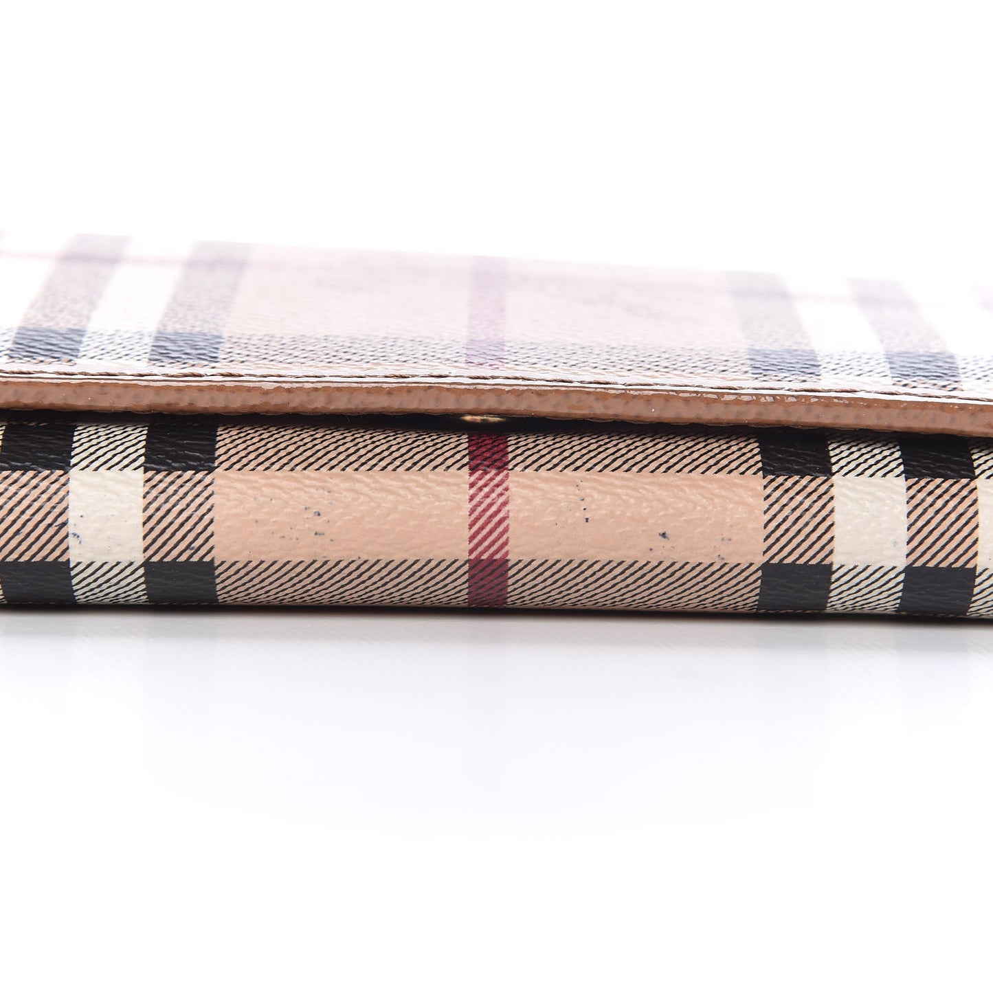 Patent Haymarket Check Penrose Continental Wallet Light Brown
