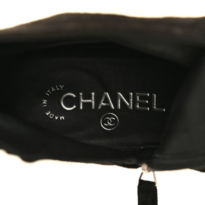 Chanel Kid Suede Patent Calfskin Charm Cap Toe Short Boots 38.5 Black 7 of 8