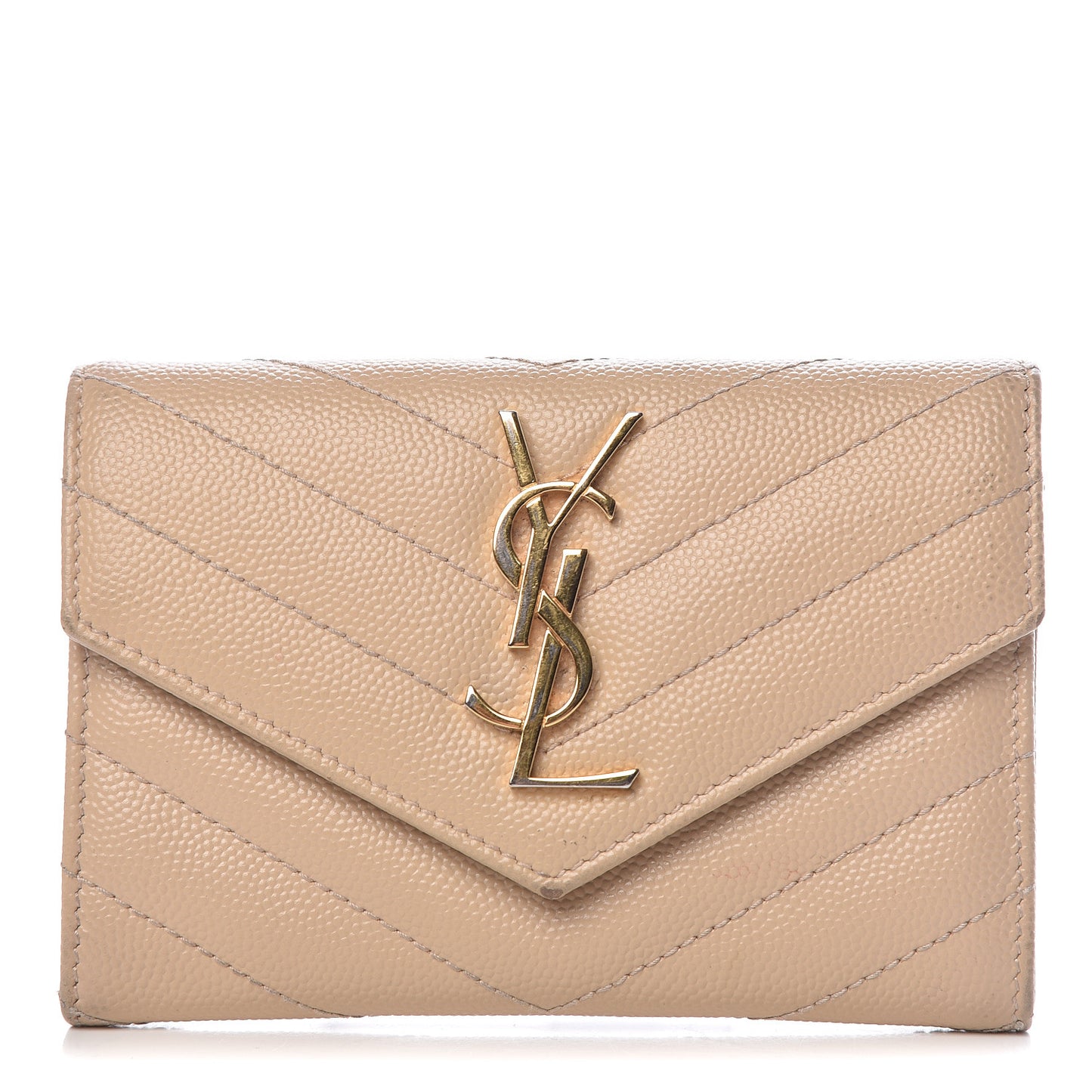 Grain De Poudre Matelasse Chevron Small Monogram Envelope Wallet Nude Powder