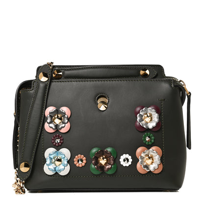 Fendi Vitello Baltico Nappa Flowerland Studded Small Dotcom Click Chain Satchel Verde Prato Multicolor 1 of 12