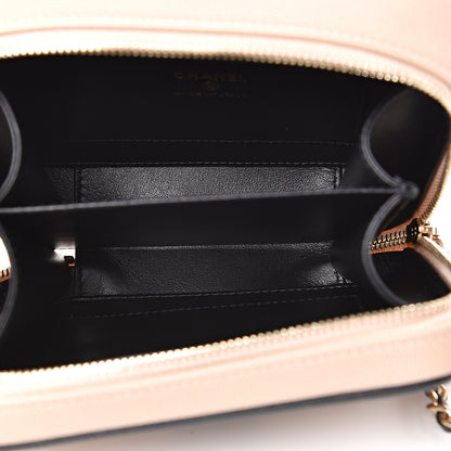 Chanel Caviar Quilted CC Filigree Vanity Clutch With Chain Beige Black 4 of 10