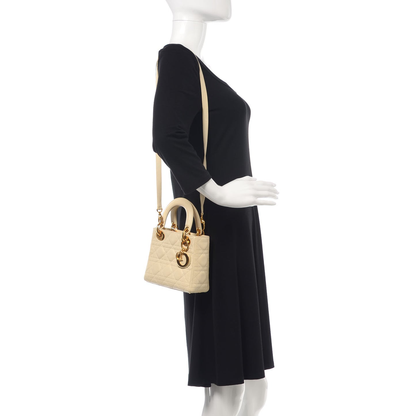 Lambskin Cannage Mini Lady Dior Light Beige