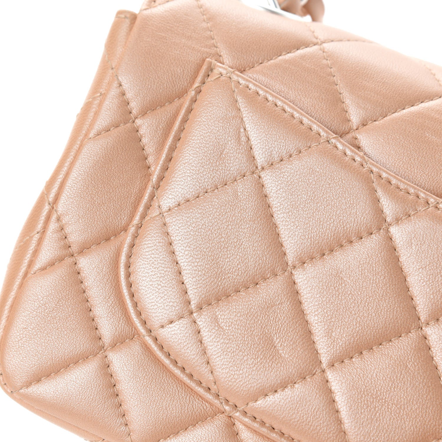 Chanel Metallic Lambskin Quilted Mini Flap Beige 13 of 17