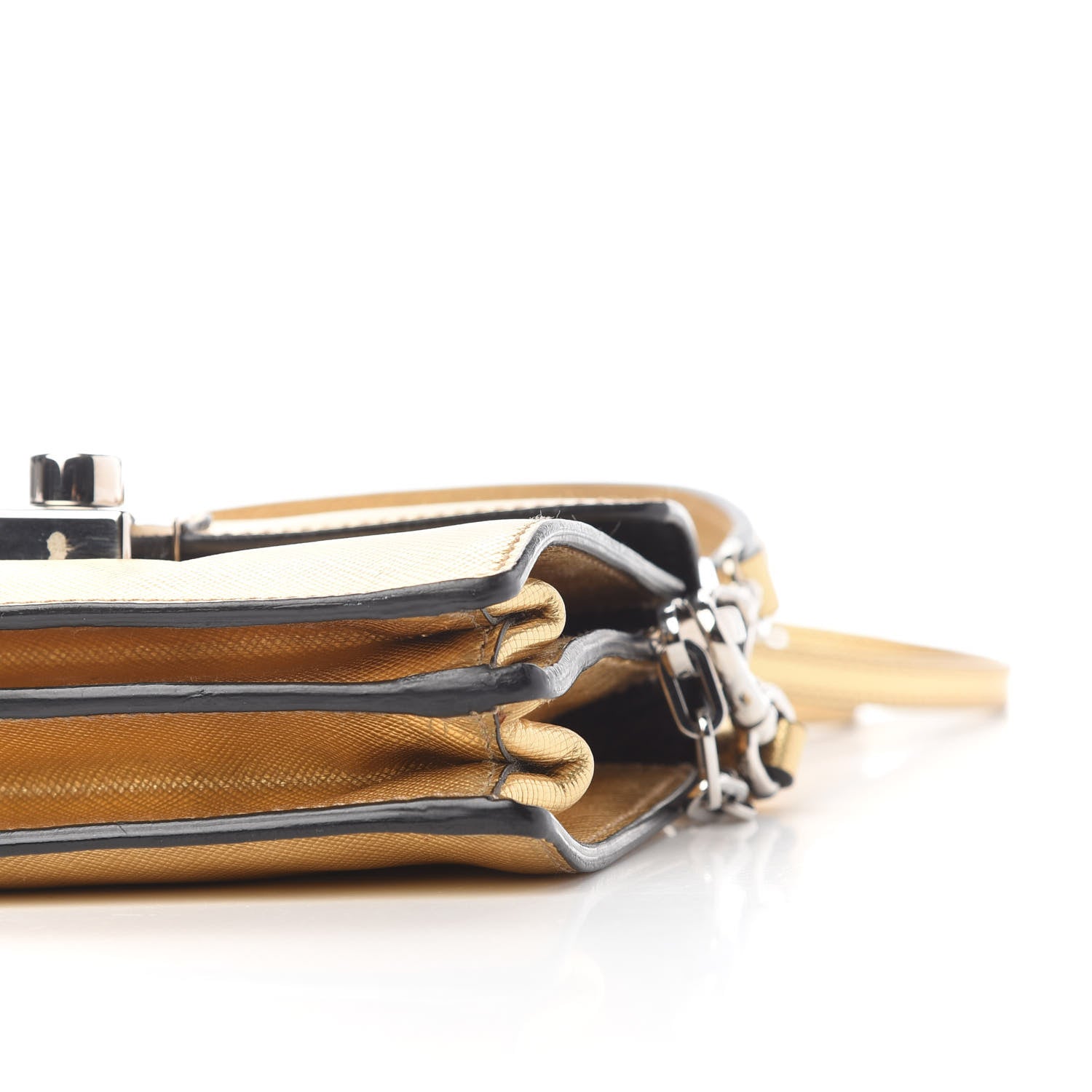 Prada Metallic Saffiano Lux Sound Crossbody Bag Platino 8 of 9