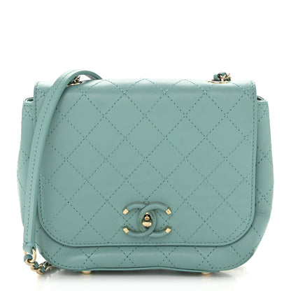Chanel Calfskin Stitched Small Covered CC Flap Bag Green 1 of 14