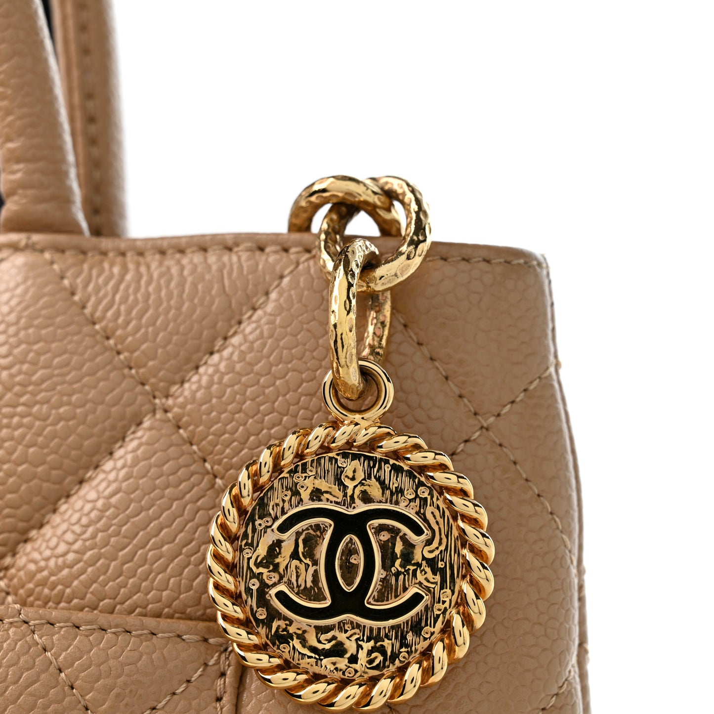 Caviar Quilted Medallion Tote Beige