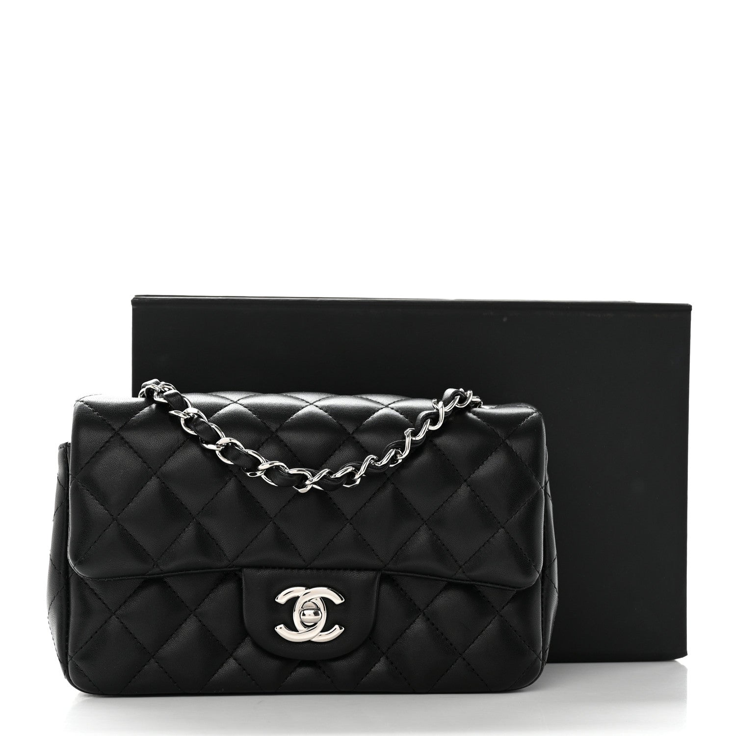 Chanel Lambskin Quilted Mini Rectangular Flap Black 14 of 14
