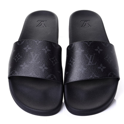 Louis Vuitton Rubber Monogram Eclipse Mens Waterfront Mules 12 Black 5 of 10