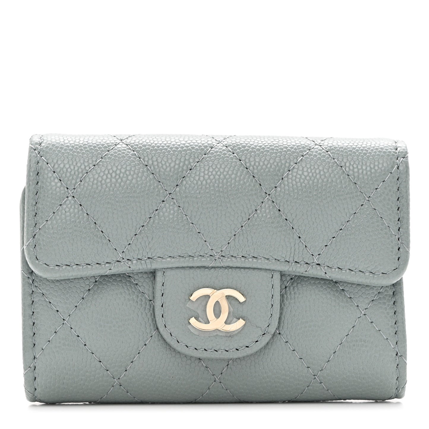 Caviar Quilted Classic 4 Key Holder Wallet Grey