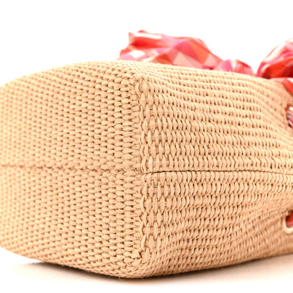 Jimmy Choo Raffia Bon Bon Bow Bucket Bag Natural Paprika Candy Pink Multicolor 10 of 12