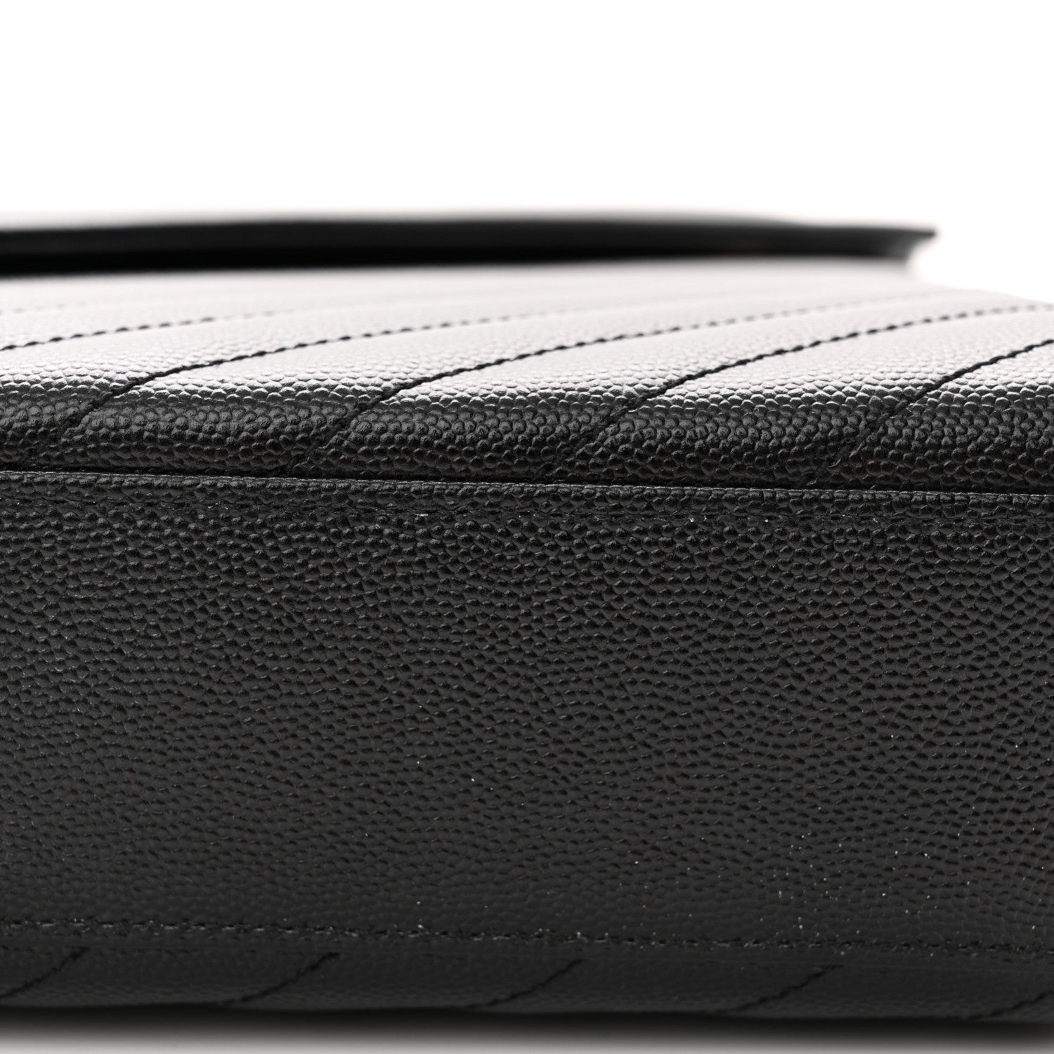 Saint Laurent Grain De Poudre Matelasse Chevron Large Monogram Satchel Black 10 of 10