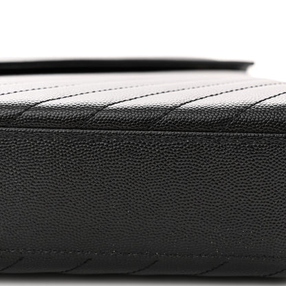 Saint Laurent Grain De Poudre Matelasse Chevron Large Monogram Satchel Black 10 of 10