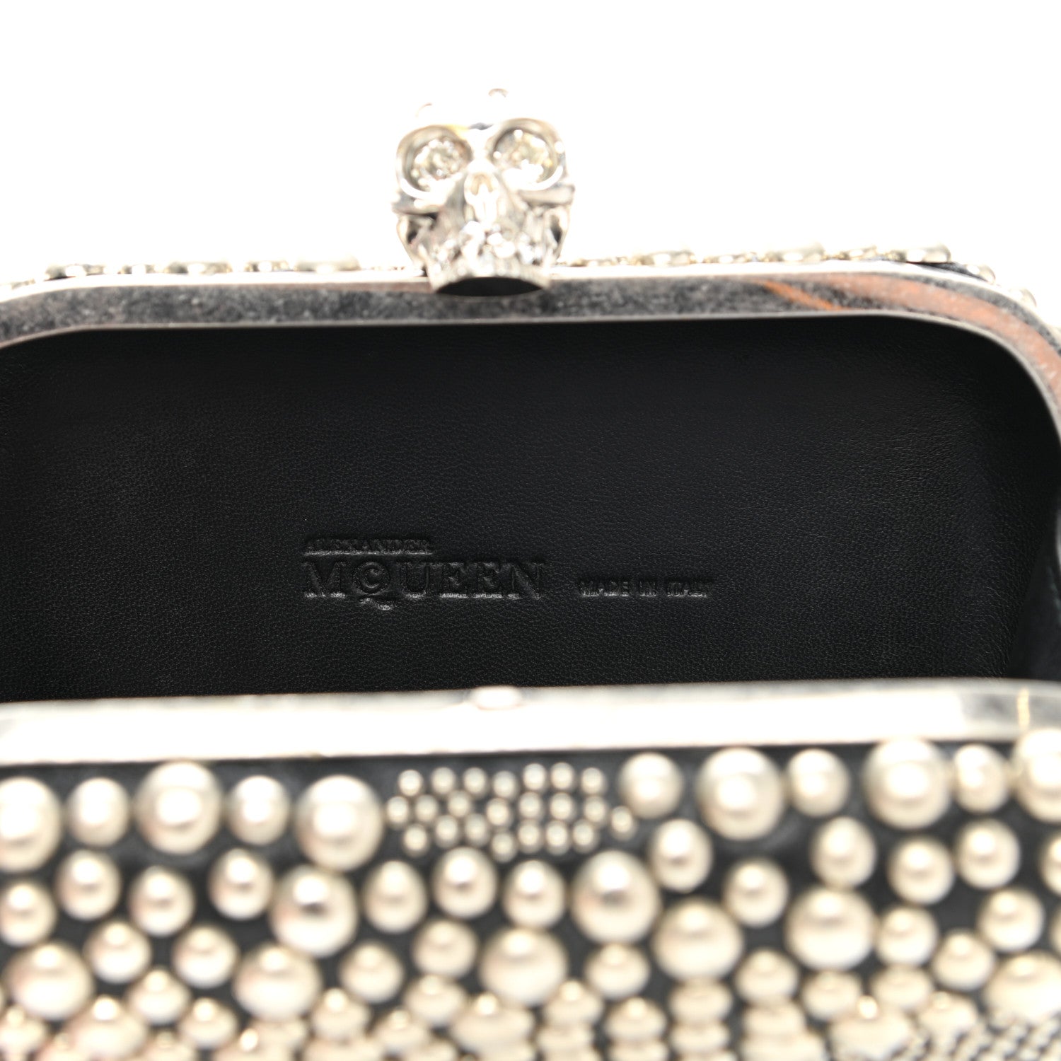 Alexander McQueen Nappa Studded Swish Skull Box Clutch Black 6 of 8