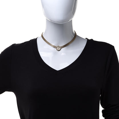 Chanel Metal Chain Link CC Medallion Choker Necklace Gold 2 of 6