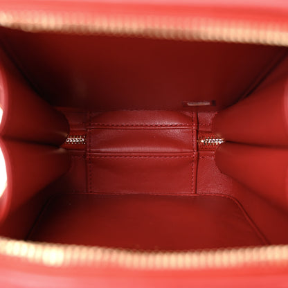 Chanel Goatskin Quilted Chain CC North South Filigree Vanity Case Red 5 of 11