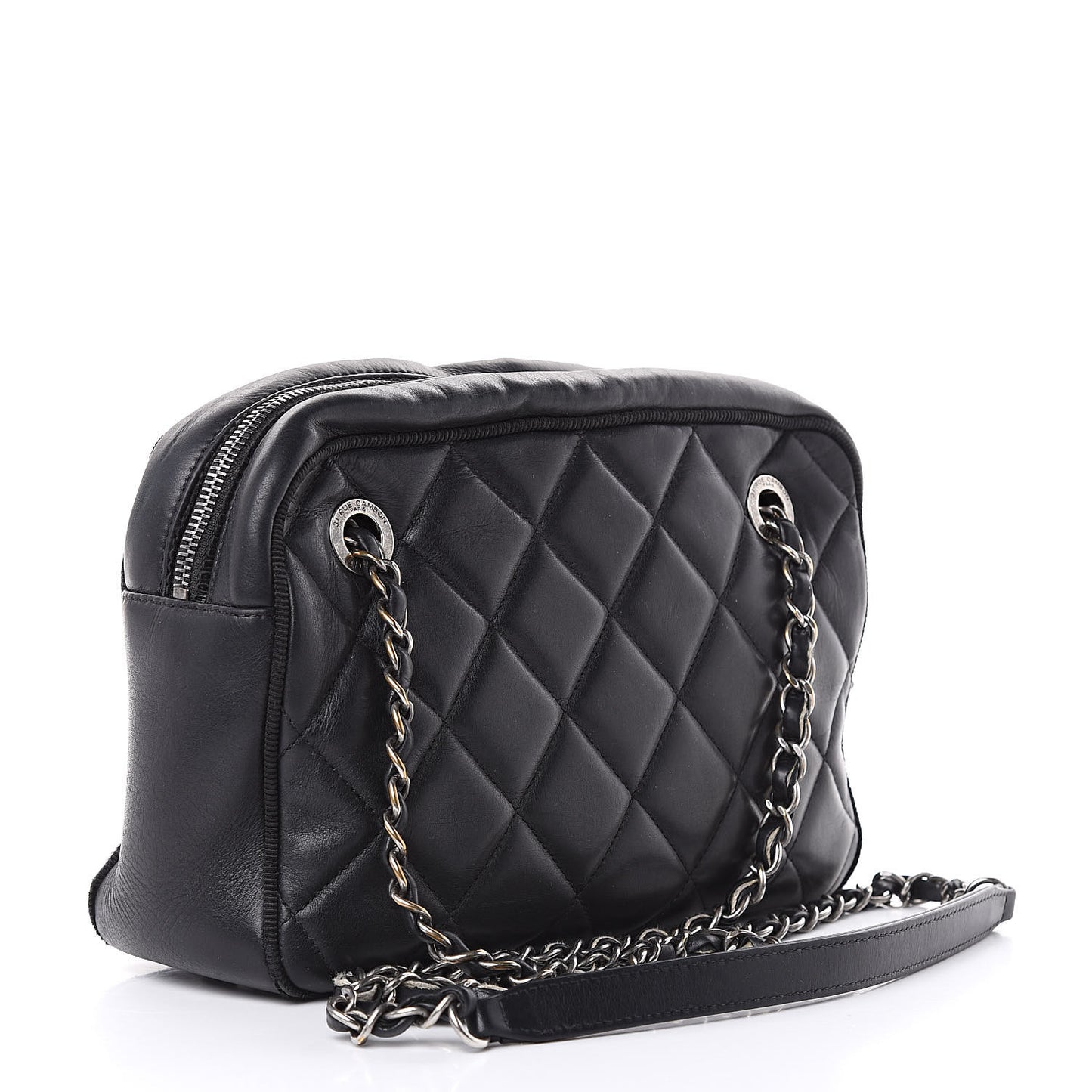 Calfskin Quilted Small Ballerine Camera Case Black