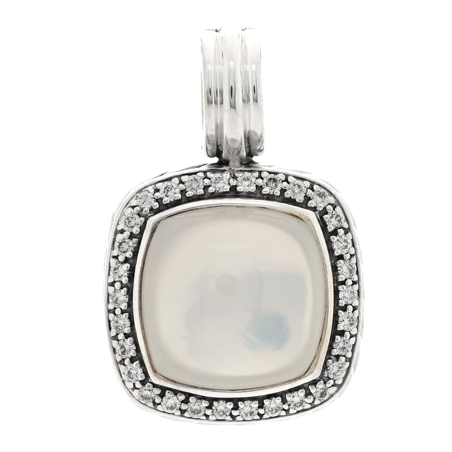 Sterling Silver Diamond Mother of Pearl 14mm Albion Enhancer Pendant