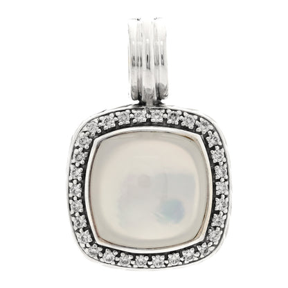 David Yurman Sterling Silver Diamond Mother of Pearl 14mm Albion Enhancer Pendant 1 of 3