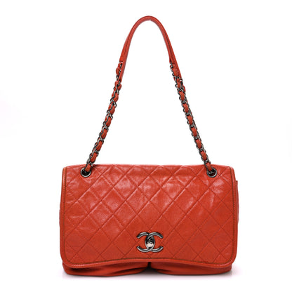 Chanel Grained Calfskin Large Natural Beauty Flap Orange 1 of 11