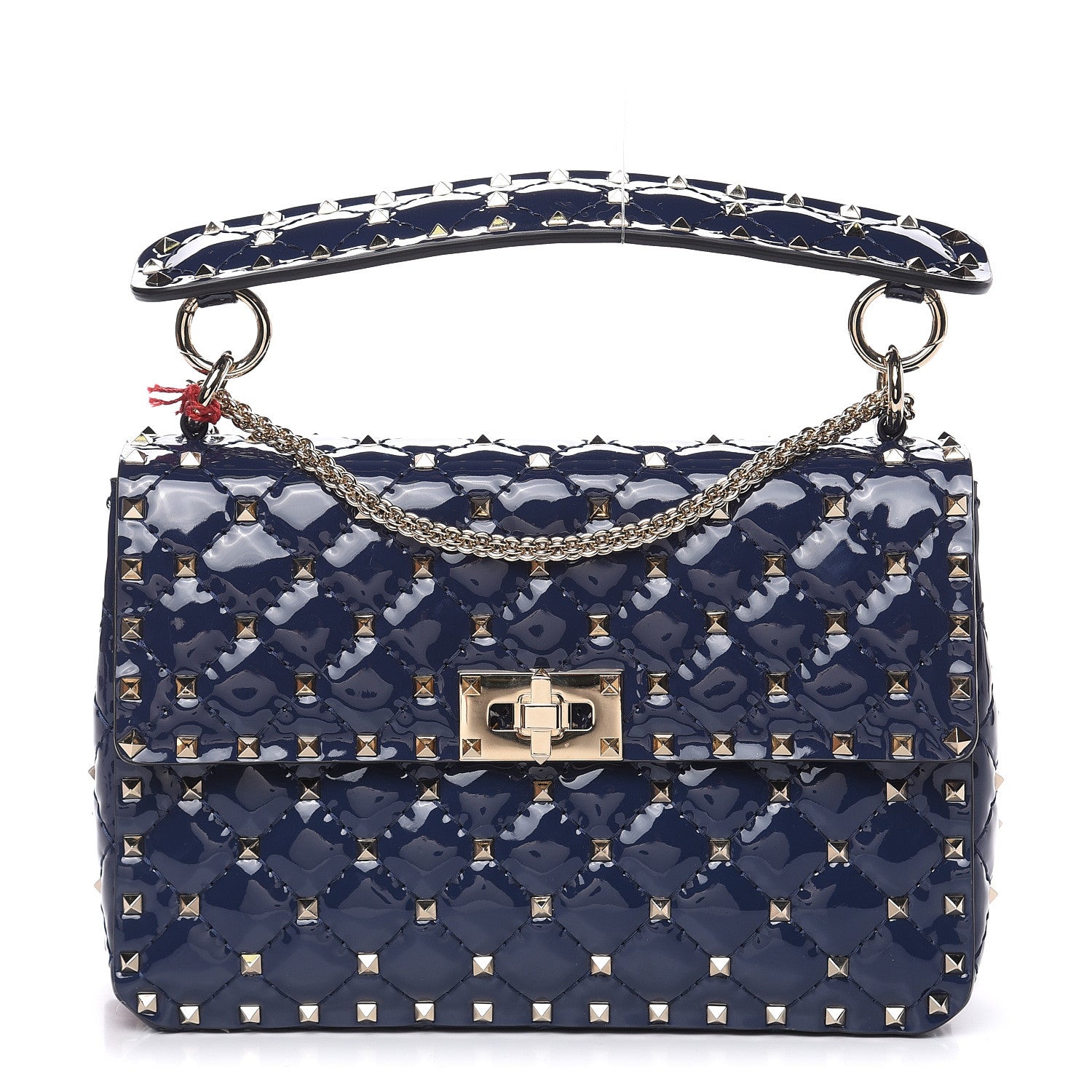Valentino Garavani Patent Medium Rockstud Spike Shoulder Bag Pure Blue 1 of 10