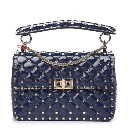 Valentino Garavani Patent Medium Rockstud Spike Shoulder Bag Pure Blue 1 of 10